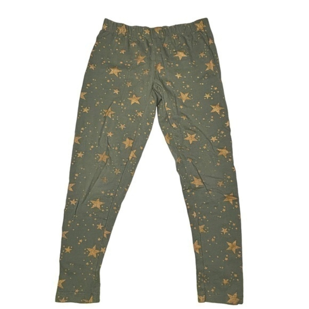 Epic Threads Girls Leggings Size‎ M Moss Green with Gold Star Print Pants